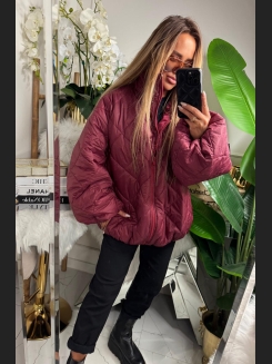 Damska kurtka puchowa oversize typu puffer w kolorze bordowym